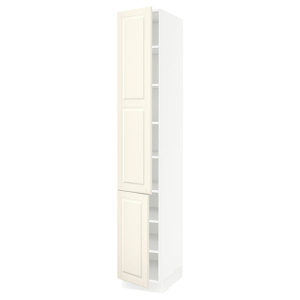 SEKTION Armoire haute + tablette/2ptes, blanc/Bodbyn blanc cassé, 15x24x90 "