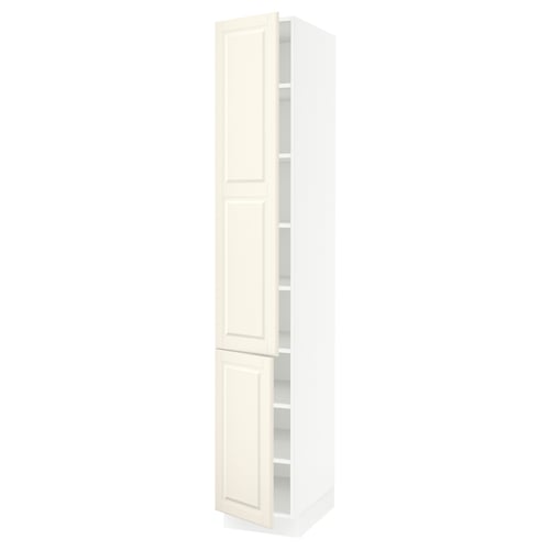 SEKTION Armoire haute + tablette/2ptes, blanc/Bodbyn blanc cassé, 15x24x90 "