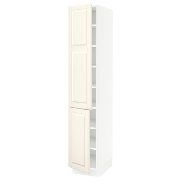 SEKTION Armoire haute + tablette/2ptes, blanc/Bodbyn blanc cassé, 15x24x80 "