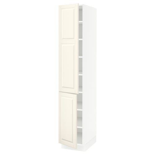 SEKTION Armoire haute + tablette/2ptes, blanc/Bodbyn blanc cassé, 15x24x80 "