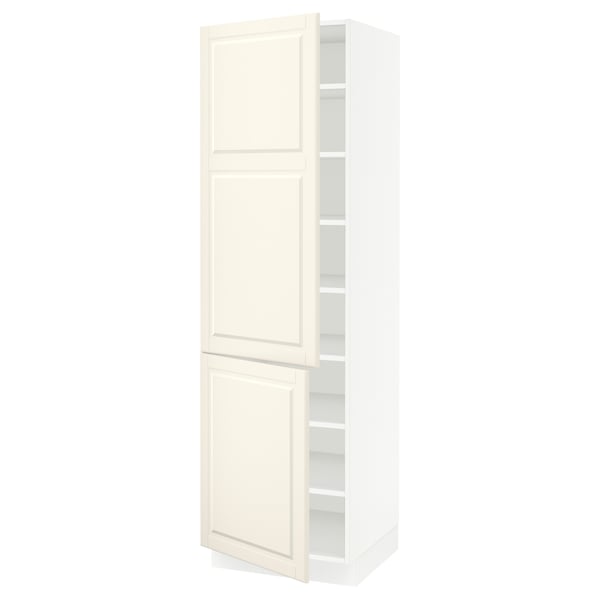 SEKTION Armoire haute + tablette/2ptes, blanc/Bodbyn blanc cassé, 24x24x80 "