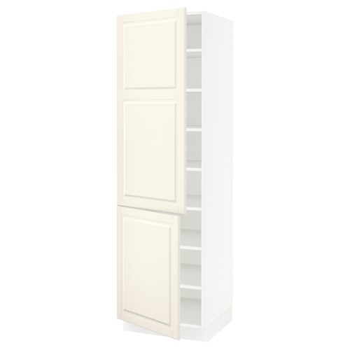 SEKTION Armoire haute + tablette/2ptes, blanc/Bodbyn blanc cassé, 24x24x80 "