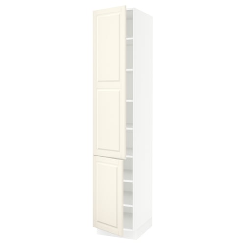 SEKTION Armoire haute + tablette/2ptes, blanc/Bodbyn blanc cassé, 18x24x90 "