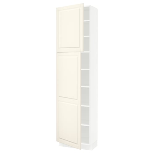 SEKTION Armoire haute + tablette/2ptes, blanc/Bodbyn blanc cassé, 24x15x90 "