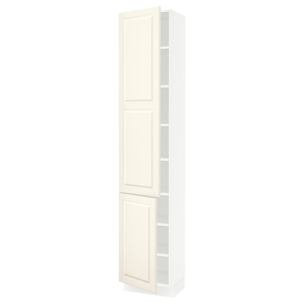 SEKTION Armoire haute + tablette/2ptes, blanc/Bodbyn blanc cassé, 18x15x90 "