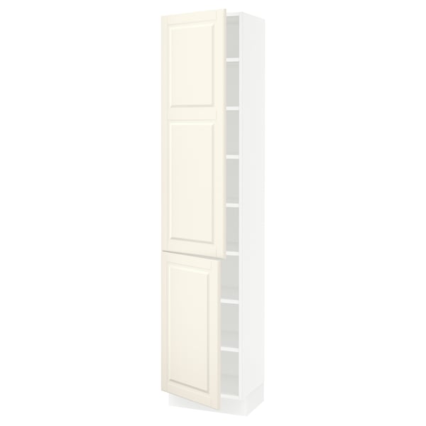 SEKTION Armoire haute + tablette/2ptes, blanc/Bodbyn blanc cassé, 18x15x80 "