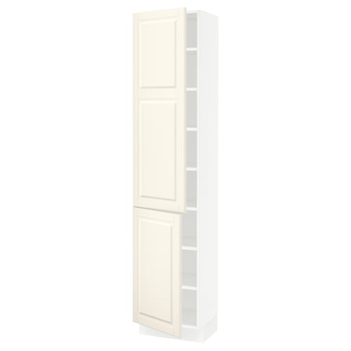 SEKTION Armoire haute + tablette/2ptes, blanc/Bodbyn blanc cassé, 18x15x80 "