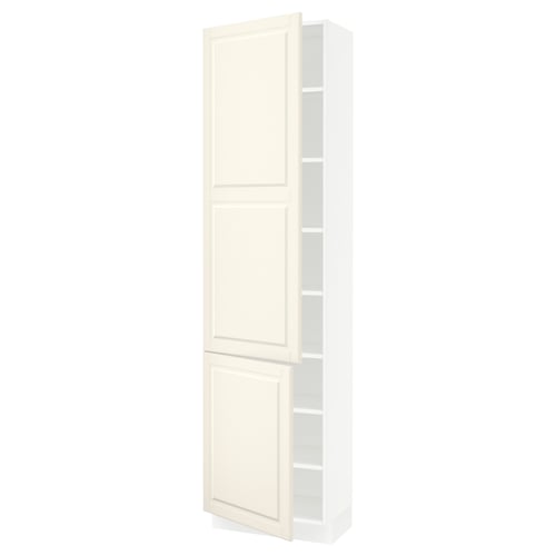 SEKTION Armoire haute + tablette/2ptes, blanc/Bodbyn blanc cassé, 24x15x90 "