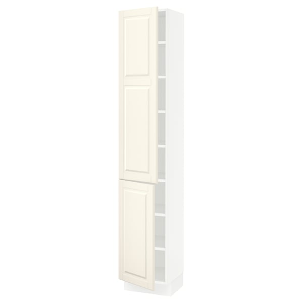 SEKTION Armoire haute + tablette/2ptes, blanc/Bodbyn blanc cassé, 15x15x80 "