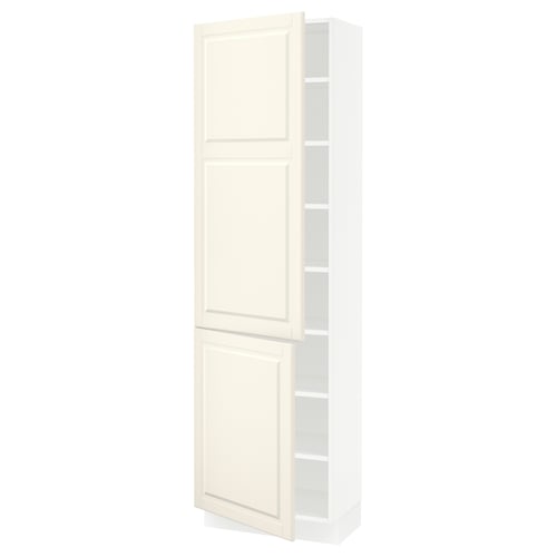 SEKTION Armoire haute + tablette/2ptes, blanc/Bodbyn blanc cassé, 24x15x80 "