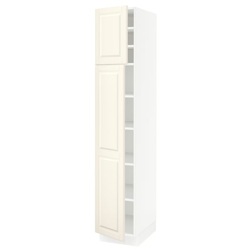 SEKTION Armoire haute + tablette/2ptes, blanc/Bodbyn blanc cassé, 15x24x80 "