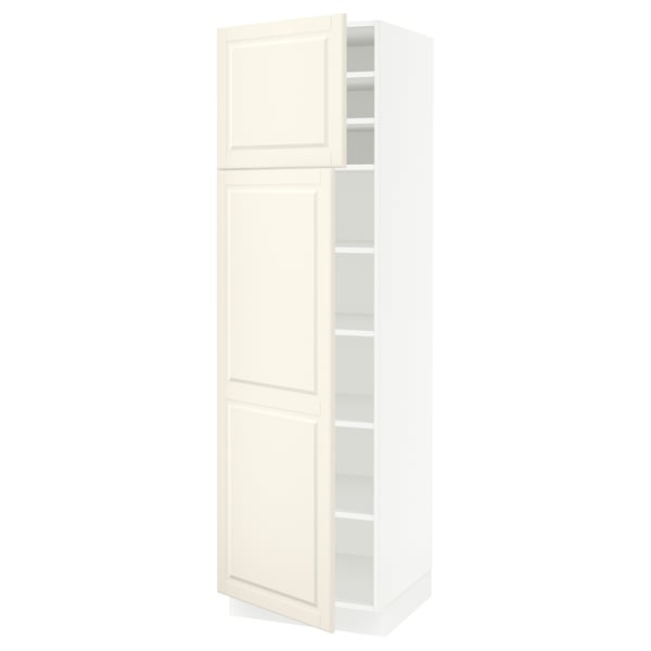 SEKTION Armoire haute + tablette/2ptes, blanc/Bodbyn blanc cassé, 24x24x80 "