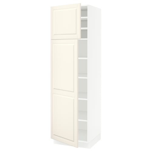 SEKTION Armoire haute + tablette/2ptes, blanc/Bodbyn blanc cassé, 24x24x80 "