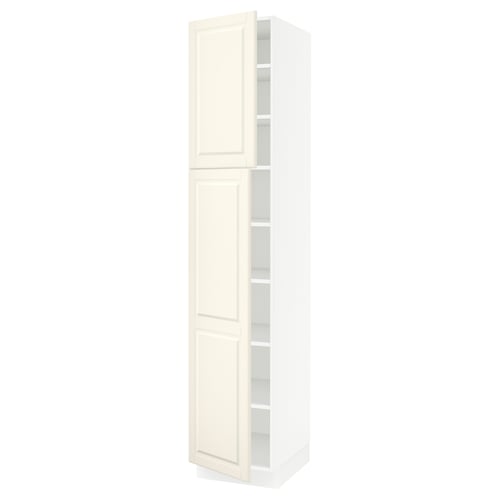 SEKTION Armoire haute + tablette/2ptes, blanc/Bodbyn blanc cassé, 18x24x90 "