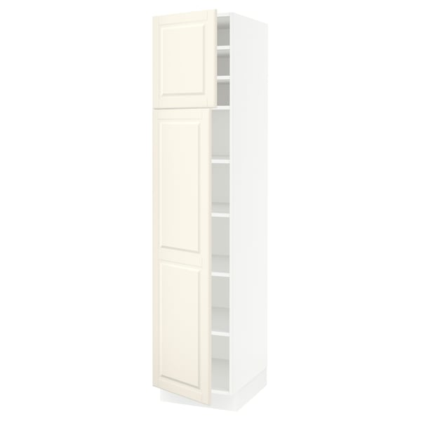 SEKTION Armoire haute + tablette/2ptes, blanc/Bodbyn blanc cassé, 18x24x80 "