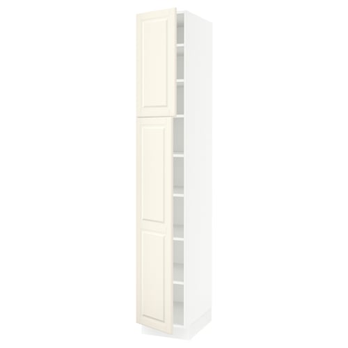 SEKTION Armoire haute + tablette/2ptes, blanc/Bodbyn blanc cassé, 15x24x90 "