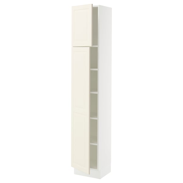 SEKTION Armoire haute + tablette/2ptes, blanc/Bodbyn blanc cassé, 15x15x80 "