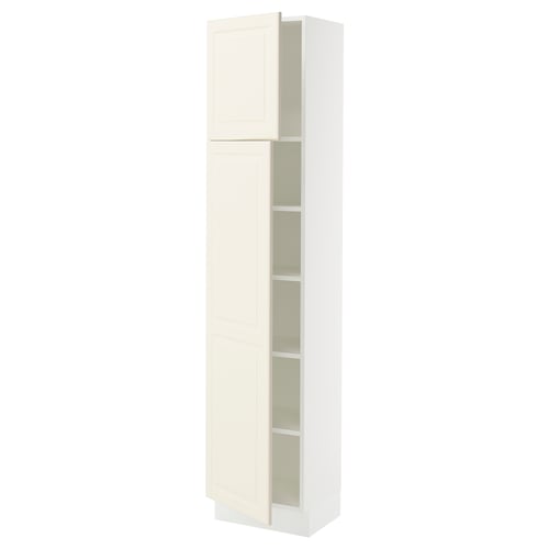 SEKTION Armoire haute + tablette/2ptes, blanc/Bodbyn blanc cassé, 18x15x80 "