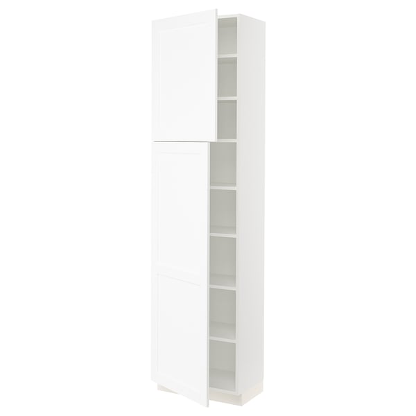SEKTION Armoire haute + tablette/2ptes, blanc Enköping/blanc effet bois, 24x15x90 "