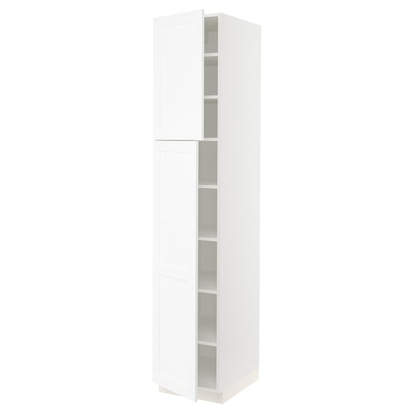 SEKTION Armoire haute + tablette/2ptes, blanc Enköping/blanc effet bois, 18x24x90 "