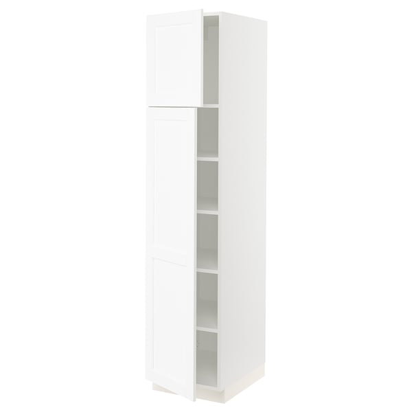 SEKTION Armoire haute + tablette/2ptes, blanc Enköping/blanc effet bois, 18x24x80 "