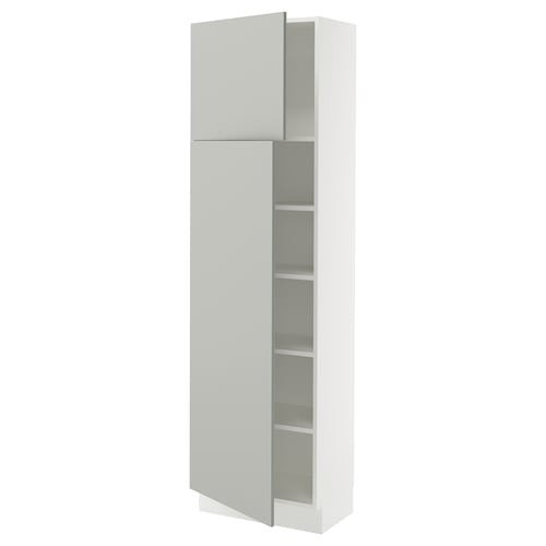 SEKTION Armoire haute + tablette/2ptes, blanc/Havstorp gris clair, 24x15x80 "