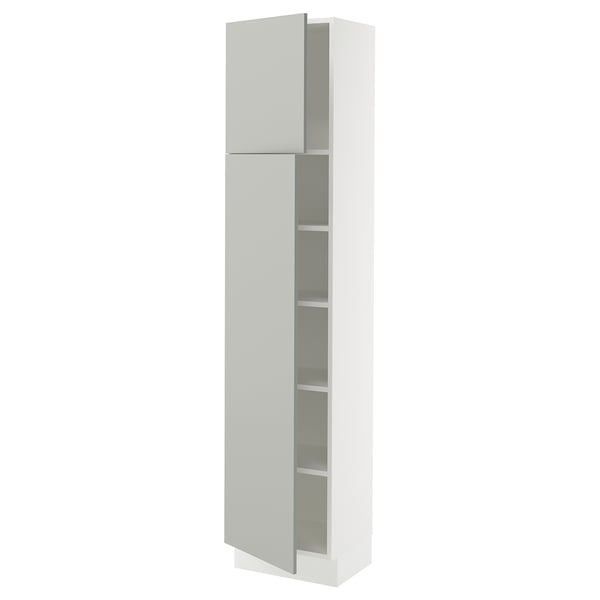 SEKTION Armoire haute + tablette/2ptes, blanc/Havstorp gris clair, 18x15x80 "