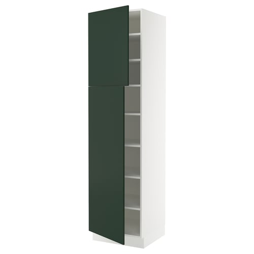 SEKTION Armoire haute + tablette/2ptes, blanc/Havstorp vert profond, 24x24x90 "