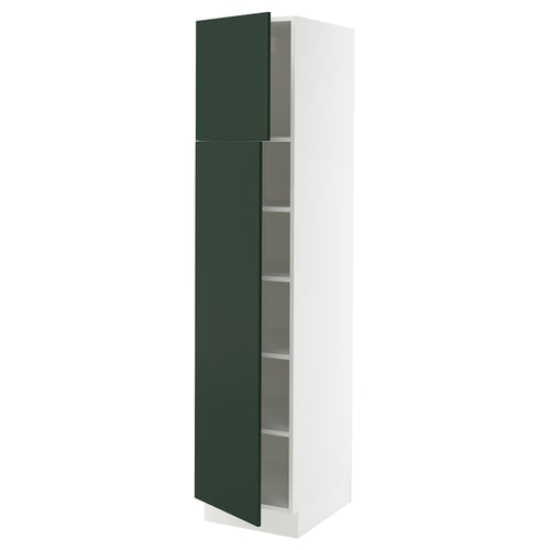 SEKTION Armoire haute + tablette/2ptes, blanc/Havstorp vert profond, 18x24x80 "