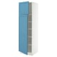 SEKTION Armoire haute + tablette/2ptes, blanc/Lerhyttan bleu, 24x24x80 "