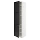 SEKTION Armoire haute + tablette/2ptes, blanc/Lerhyttan teinté noir, 24x24x90 "