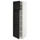 SEKTION Armoire haute + tablette/2ptes, blanc/Lerhyttan teinté noir, 24x24x80 "