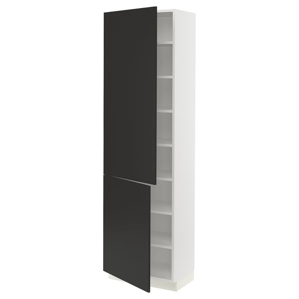 SEKTION Armoire haute + tablette/2ptes, blanc/Nickebo anthracite mat, 24x15x80 "