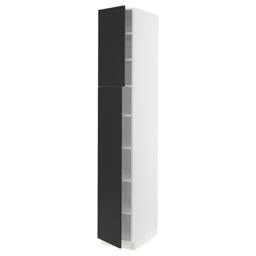 SEKTION Armoire haute + tablette/2ptes, blanc/Nickebo anthracite mat, 15x24x90 "