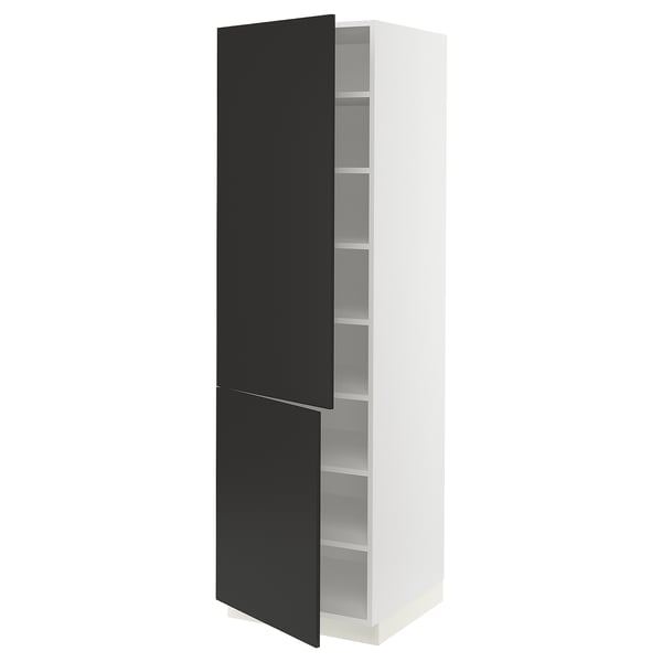 SEKTION Armoire haute + tablette/2ptes, blanc/Nickebo anthracite mat, 24x24x80 "