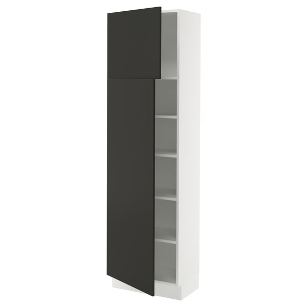 SEKTION Armoire haute + tablette/2ptes, blanc/Nickebo anthracite mat, 24x15x80 "