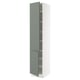 SEKTION Armoire haute + tablette/2ptes, blanc/Nickebo gris -vert mat, 18x24x90 "