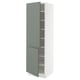 SEKTION Armoire haute + tablette/2ptes, blanc/Nickebo gris -vert mat, 24x24x80 "