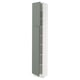 SEKTION Armoire haute + tablette/2ptes, blanc/Nickebo gris -vert mat, 15x15x90 "