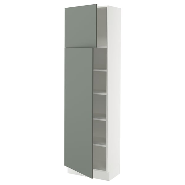 SEKTION Armoire haute + tablette/2ptes, blanc/Nickebo gris -vert mat, 24x15x80 "
