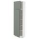 SEKTION Armoire haute + tablette/2ptes, blanc/Nickebo gris -vert mat, 24x15x80 "