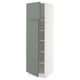 SEKTION Armoire haute + tablette/2ptes, blanc/Nickebo gris -vert mat, 24x24x80 "
