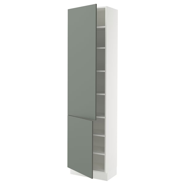 SEKTION Armoire haute + tablette/2ptes, blanc/Nickebo gris -vert mat, 24x15x90 "