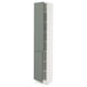 SEKTION Armoire haute + tablette/2ptes, blanc/Nickebo gris -vert mat, 15x15x80 "