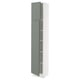SEKTION Armoire haute + tablette/2ptes, blanc/Nickebo gris -vert mat, 15x15x80 "