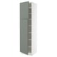 SEKTION Armoire haute + tablette/2ptes, blanc/Nickebo gris -vert mat, 24x24x90 "