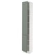 SEKTION Armoire haute + tablette/2ptes, blanc/Nickebo gris -vert mat, 15x15x90 "