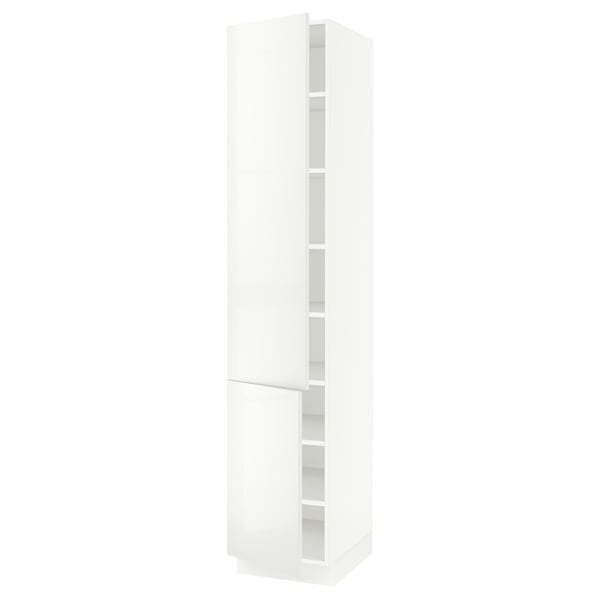 SEKTION Armoire haute + tablette/2ptes, blanc/Ringhult blanc, 18x24x90 "