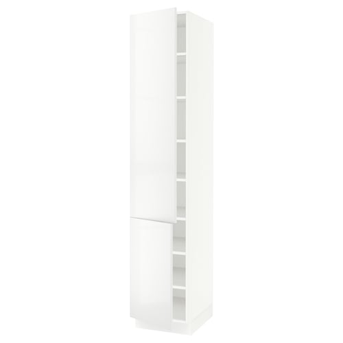 SEKTION Armoire haute + tablette/2ptes, blanc/Ringhult blanc, 18x24x90 "