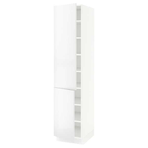 SEKTION Armoire haute + tablette/2ptes, blanc/Ringhult blanc, 18x24x80 "